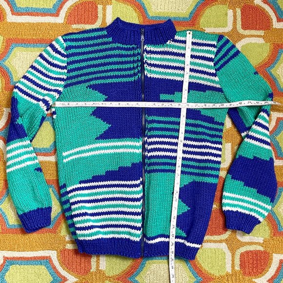 1980s vintage sweater jacket with zip front - unisex M-L - Picture 8 of 8